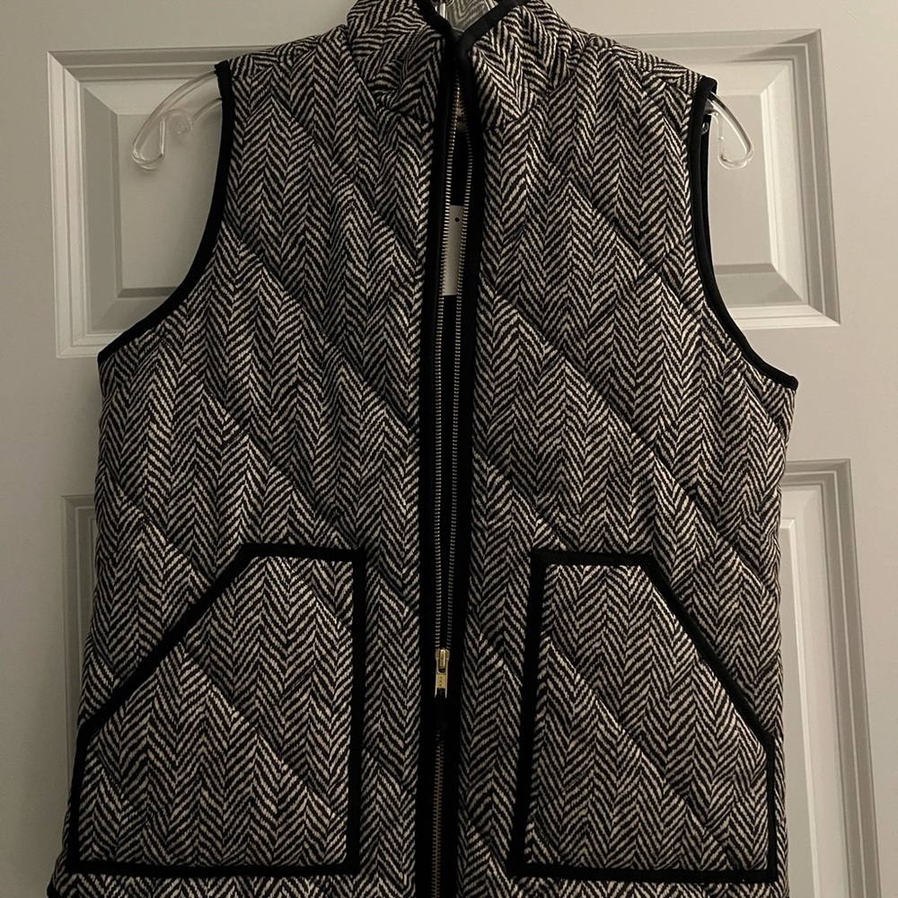 J. Crew Black and White Chevron Vest
